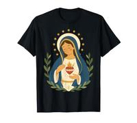 Sainte Mère Marie Cœur Immaculé Floral Catholique Saint T-Shirt
