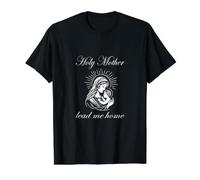 Sainte Mère - Marie Mère de Dieu T-Shirt Graphique avec Valeur, Homme, Noir, S