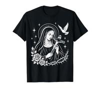Sainte Rita de Cascia Patron catholique de l'Impossible T-Shirt Graphique avec Valeur, Homme, Noir, S