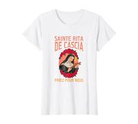 Sainte Rita de Cascia. Priez pour Nous T-Shirt, Femme, Blanc, M