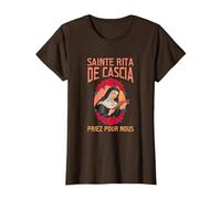 Sainte Rita de Cascia. Priez pour Nous T-Shirt, Femme, Marron, XXL