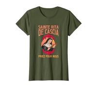 Sainte Rita de Cascia. Priez pour Nous T-Shirt, Femme, Olive, S