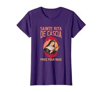 Sainte Rita de Cascia. Priez pour Nous T-Shirt, Femme, Violet, L