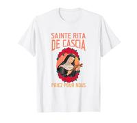 Sainte Rita de Cascia. Priez pour Nous T-Shirt, Homme, Blanc, 4XL