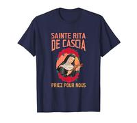 Sainte Rita de Cascia. Priez pour Nous T-Shirt, Homme, Bleu Marine, L