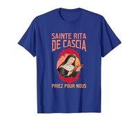 Sainte Rita de Cascia. Priez pour Nous T-Shirt, Homme, Bleu Royal, S