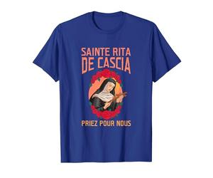 Sainte Rita de Cascia. Priez pour Nous T-Shirt, Homme, Bleu Royal, S