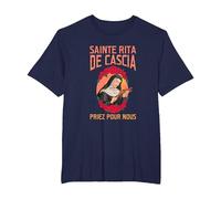 Sainte Rita de Cascia. Priez pour Nous T-Shirt, Homme Grandes Tailles, Bleu Marine, 2X Tall