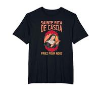Sainte Rita de Cascia. Priez pour Nous T-Shirt, Homme Grandes Tailles, Noir, 5X Tall