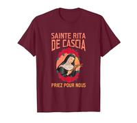 Sainte Rita de Cascia. Priez pour Nous T-Shirt, Homme, Marron, XL