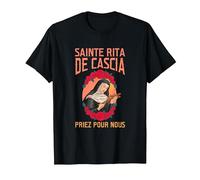 Sainte Rita de Cascia. Priez pour Nous T-Shirt, Homme, Noir, 5XL
