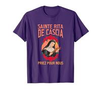 Sainte Rita de Cascia. Priez pour Nous T-Shirt, Homme, Violet, L