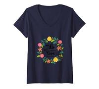 Sainte Thérèse de Calcutta Citation Religieuse T-Shirt avec Col en V, Femme, Bleu Marine, XL