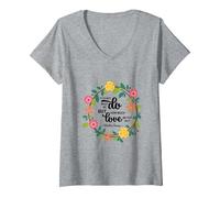 Sainte Thérèse de Calcutta Citation Religieuse T-Shirt avec Col en V, Femme, Gris Chiné, XL