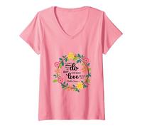 Sainte Thérèse de Calcutta Citation Religieuse T-Shirt avec Col en V, Femme, Rose, XXL