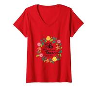 Sainte Thérèse de Calcutta Citation Religieuse T-Shirt avec Col en V, Femme, Rouge, XXL