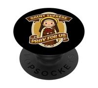 Sainte Thérèse de Lisieux La Petite Fleur Sainte Catholique Sainte PopSockets PopGrip Adhésif