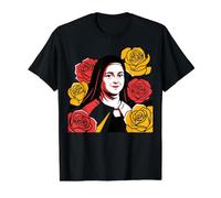 Sainte Thérèse de Lisieux La Petite Fleur Sainte Catholique Sainte T-Shirt Graphique avec Valeur, Homme, Noir, M