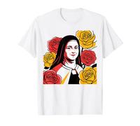 Sainte Thérèse de Lisieux La Petite Fleur Sainte Catholique Sainte T-Shirt Graphique avec Valeur, Homme, Blanc, S