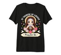 Sainte Thérèse de Lisieux Priez pour Nous Roses catholiques pour Enfants T-Shirt Haut de Gamme