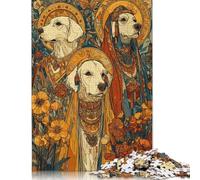 Saints canins dans Un Jardin Fleuri - Puzzle en Bois de 1000 pièces - Puzzle Unique et créatif - Cadeau pour Adultes, Jeu Familial Stimulant (75 x 50 cm)