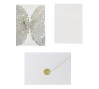 Saipart 20 Cartes D'Invitation Papillon en Dentelle, Cartes D'Invitation de Mariage Quinceanera, Cartes D'Invitation de Mariage avec Enveloppes (Paillettes Argentées)