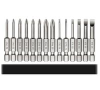 Saipor 14PCS 50mm Embout de Tournevis Fendus et Cruciformes, 1/4 pouce Tige Hexagonale Tête Plate Embout Fendue Embout de Tournevis Phillips Bit Magnétique Flat Head + Cross Head Screw Driver Bits