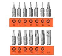 Saipor 14pcs T5-T40 Embouts de Tournevis Torx Magnétiques Tamper Proof Torx | Étoile Tête Sécurité 1/4" Hex Tige Embout S2 Acier Inviolable Tournevis Embouts (Longueur 25 mm)