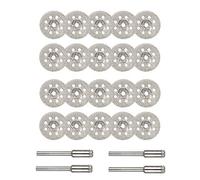 Saipor 20 Pièces 22mm Disques De Coupe Diamant Mini Disques à Tronçonner Découpe pour Outils Rotatifs Dremel avec 4 Pièces 3 mm Mandrins pour Verre, Pierre, Jade, Marbre, Céramique, 2 paires