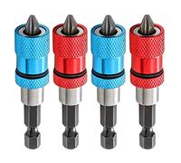 Saipor 4pcs Porte-Embouts Magnétique avec Profondeur de Vissage Réglable Tige Hexagonale 1/4" Drywall Screwdriver Bit Holder Comprend 4 Têtes de Tournevis PH2 pour Cloison Sèche Bit (Rouge+Bleu)