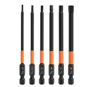 Saipor 6pcs 100mm Embout Hexagonaux Tournevis H1.5-H6 Hex Head Screwdriver Bit Set 1/4" Hex Tige Embout de Tournevis Magnétique Acier S2 Tête Hexagonale pour Tournevis Électriques et Manuels