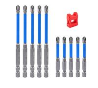 Saipor Lot de 10 embouts de tournevis cruciformes magnétiques longs spéciaux et à tête plate pour électriciens, embouts PH2 pour visseuse à percussion, tige hexagonale 1/4" pour visseuse sans fil