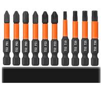 Saipor Lot de 10 embouts de tournevis cruciformes PoziDriv Torx - 50 mm de long - Magnétique - 1/4" - En acier S2