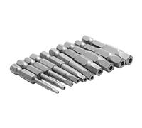 Saipor Lot de 10 embouts de tournevis magnétiques Pentagone avec tige hexagonale de 1/4" - Tailles métriques - 50 mm de long