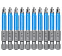 Saipor Lot de 10 embouts de tournevis PH2 magnétiques #2 Phillips à tige hexagonale cruciforme cruciforme antidérapante pour tournevis électriques à main | PH2 x 65 mm