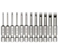 Saipor Lot de 12 embouts de visseuse à fente de 50 mm de long - Pour visseuse à percussion, tige hexagonale magnétique 1/4" - SL2/2,5/3/4/5/6