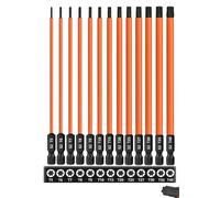 Saipor Lot de 13 embouts Torx de 150 mm de long pour visseuse à percussion, ensemble d'embouts étoile en acier S2 (T5-T40), embout de tournevis Torx magnétique à tige hexagonale de 6,35 mm, ensemble