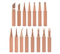 Saipor Lot de 15 pointes à souder en cuivre pur 900 m de rechange | Station de soudage sans plomb compatible avec les fers à souder Hakko, TENMA, ATTEN, Quick, Aoyue, Yihua