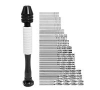 Saipor Perceuse à Main avec 48 Micro Forets Hélicoïdaux Twist Drill Bits Precision Mini Perceuse à Main Mini Outil Rotatif pour Noyer, Ambre, Olive, Nut, Bijoux (0,5-3,0mm)