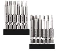 Saipor Robertson Lot de 12 embouts de tournevis magnétiques à tête carrée 5,1 cm de long avec tige hexagonale 6,35 mm S2 Steel SQ1, SQ2, SQ2.7, SQ3, SQ4, SQ5 Outils électriques à dégagement rapide, 2