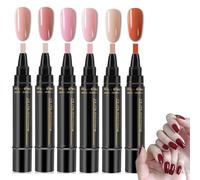 SAISAIXU Crayons à Ongles Polishey, Ensemble de stylos à Vernis à Ongles Polishey, Stylo Gel à Ongles en Une étape, marqueurs de Vernis à Ongles 6 Couleurs à séchage Rapide