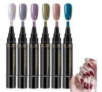 SAISAIXU Crayons à Ongles Polishey, Ensemble de stylos à Vernis à Ongles Polishey, Stylo Gel à Ongles en Une étape, marqueurs de Vernis à Ongles 6 Couleurs à séchage Rapide
