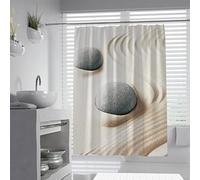 SAISEMIHOME Zen Stone Rideau de Douche Tissu Pierre inclinée Thérapie de Relaxation dans la méditation de Sable Rideau de Douche d’Impression Polyester avec Crochet W200xL220cm
