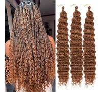 Saisifen Cheveux Au Crochet Ocean Wave pour Femmes Noires, 3 Paquets, Extensions Goddess Boho Braids, Cheveux Synthétiques Bouclés pour Tresses, 61 CM(24 Pouces) #30