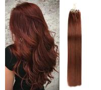 Saisifen Extension De Cheveux Micro Ring Cheveux Humains Raides 50 MèChes 1g/MèChes Extension De Cheveux Micro Link (33# Rouge Cuivre, 20 Pouces(51cm))