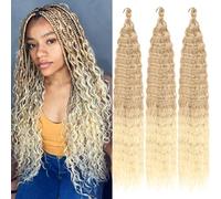 Saisifen Ocean Wave Crochet Hair for Black Women 3 Bundles Ombre Colorful Goddess Boho Braids Extensions Synthetic Curly Braiding Hair 61 cm(24 Inch) #T27/613