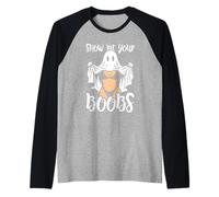 Saison effrayante d'halloween Amusante pour Femme Montrez-Moi Vos Seins Manche Raglan
