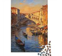 Saison en mer 1000 Pièces Carton Recyclé Bateaux Canal Venise Puzzle, Décompression Éducative, Cadeau Personnalisé, Décor Mural & Activité Vacances Famille 52x38cm/1000pcs