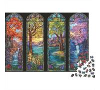 Saisons de vitraux Puzzle 1000 Pièces Educa Jouet Cadeau Unique De l'art De La Décoration intéressant Jeu Éducatif Challenge Toy Adultes & Enfants des 14 Ans 70x50cm/1000pcs
