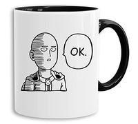 Saitama OK - tasse à café Mug cadeau Son One Punch Luffy Naruto Saitama One Dragon Goku Ball Piece Man Db, Farbe2:Blanc
